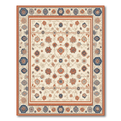 Beige and Neutral Traditional Persian Beige Floral Area Rug