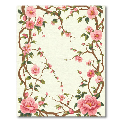 Pink Blossom Branches Cream Background Rug