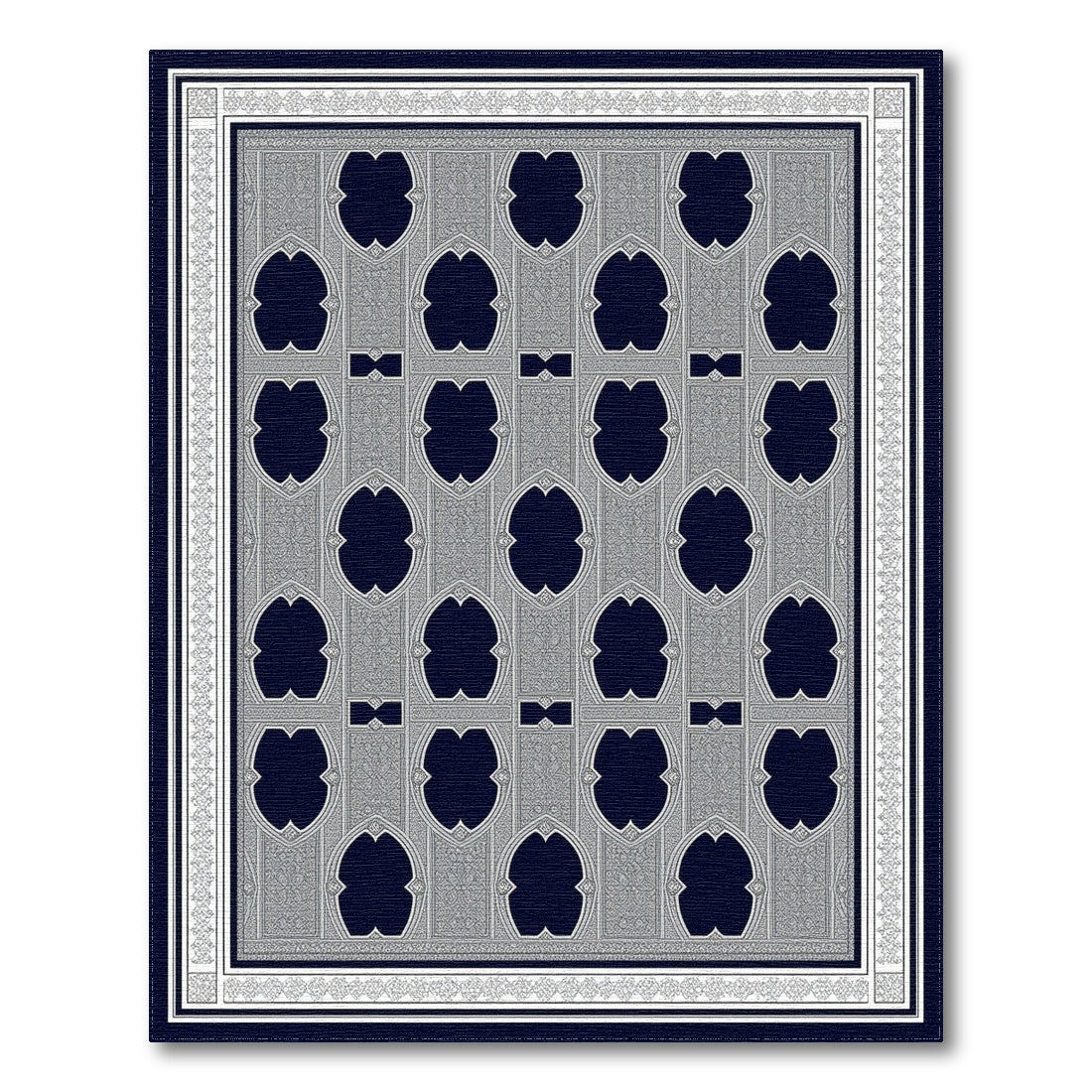 Navy Blue Quatrefoil Persian Area Rug