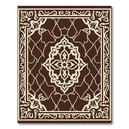 Brown Cream Ornamental Central Medallion Rug
