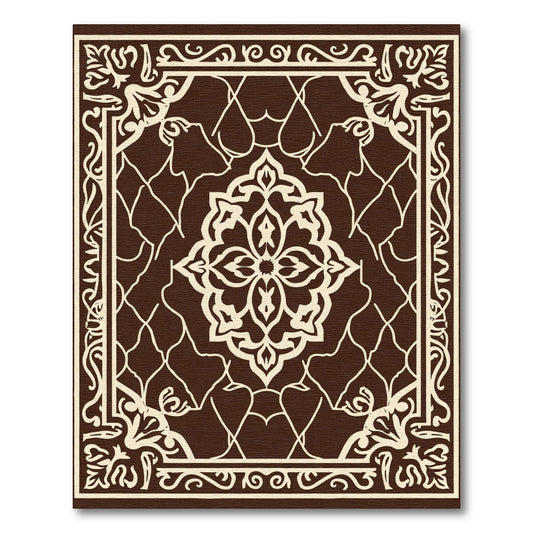 Brown Cream Ornamental Central Medallion Rug