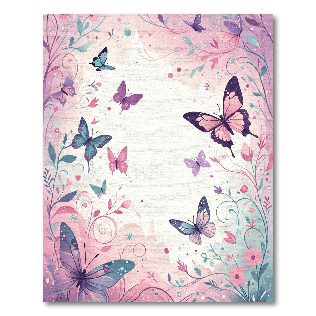 Whimsical Pink Butterfly Garden Swirls Rug