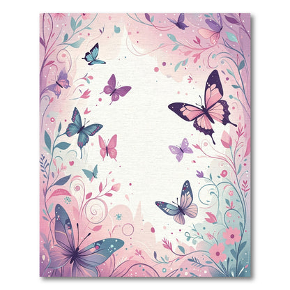 Whimsical Pink Butterfly Garden Swirls Rug