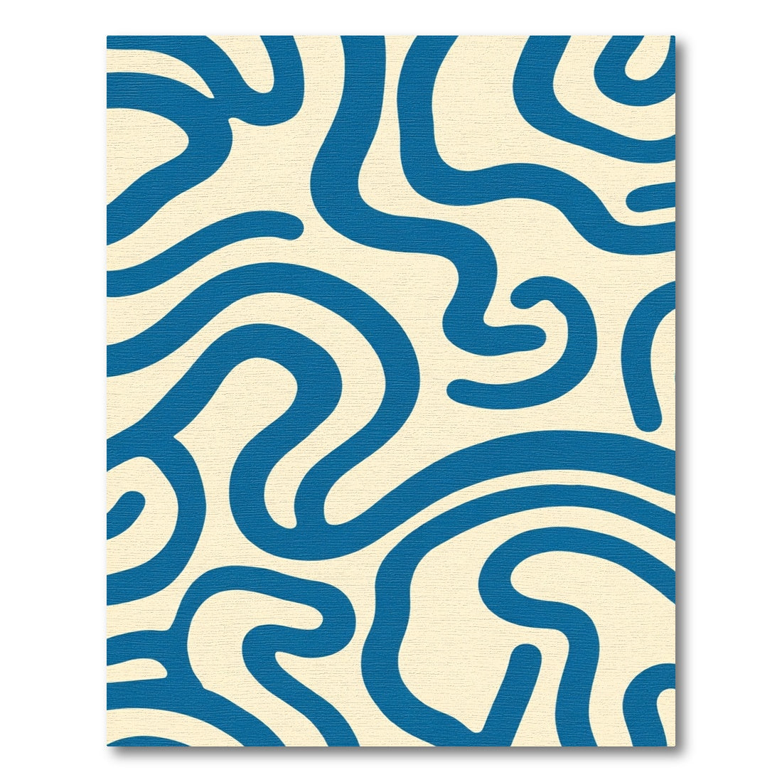 Deep Blue Wavy Organic Abstract Rug