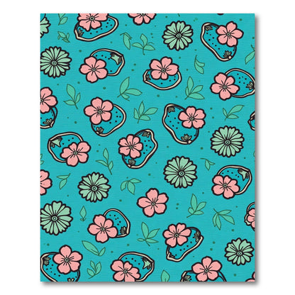 Teal Pink Bloom Leaf Scatter Rug
