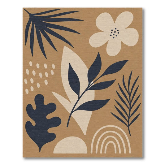 Abstract Leaf Brown Area Rug