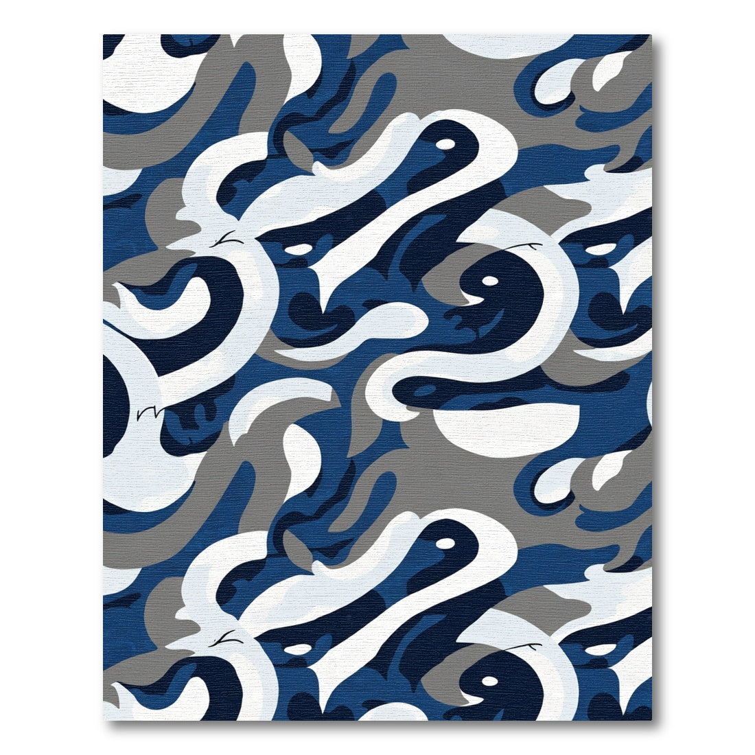 Abstract Blue Gray White Swirl Rug