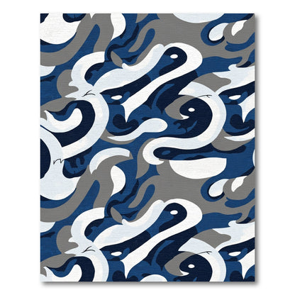 Abstract Blue Gray White Swirl Rug