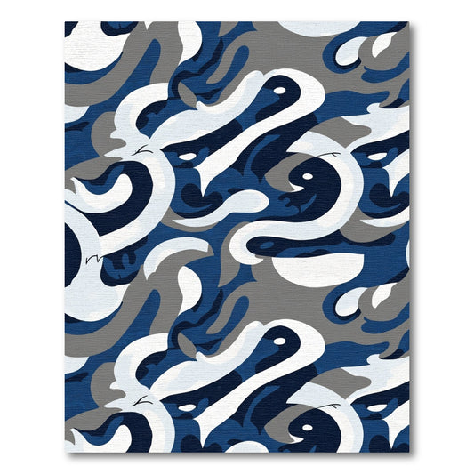 Abstract Blue Gray White Swirl Rug