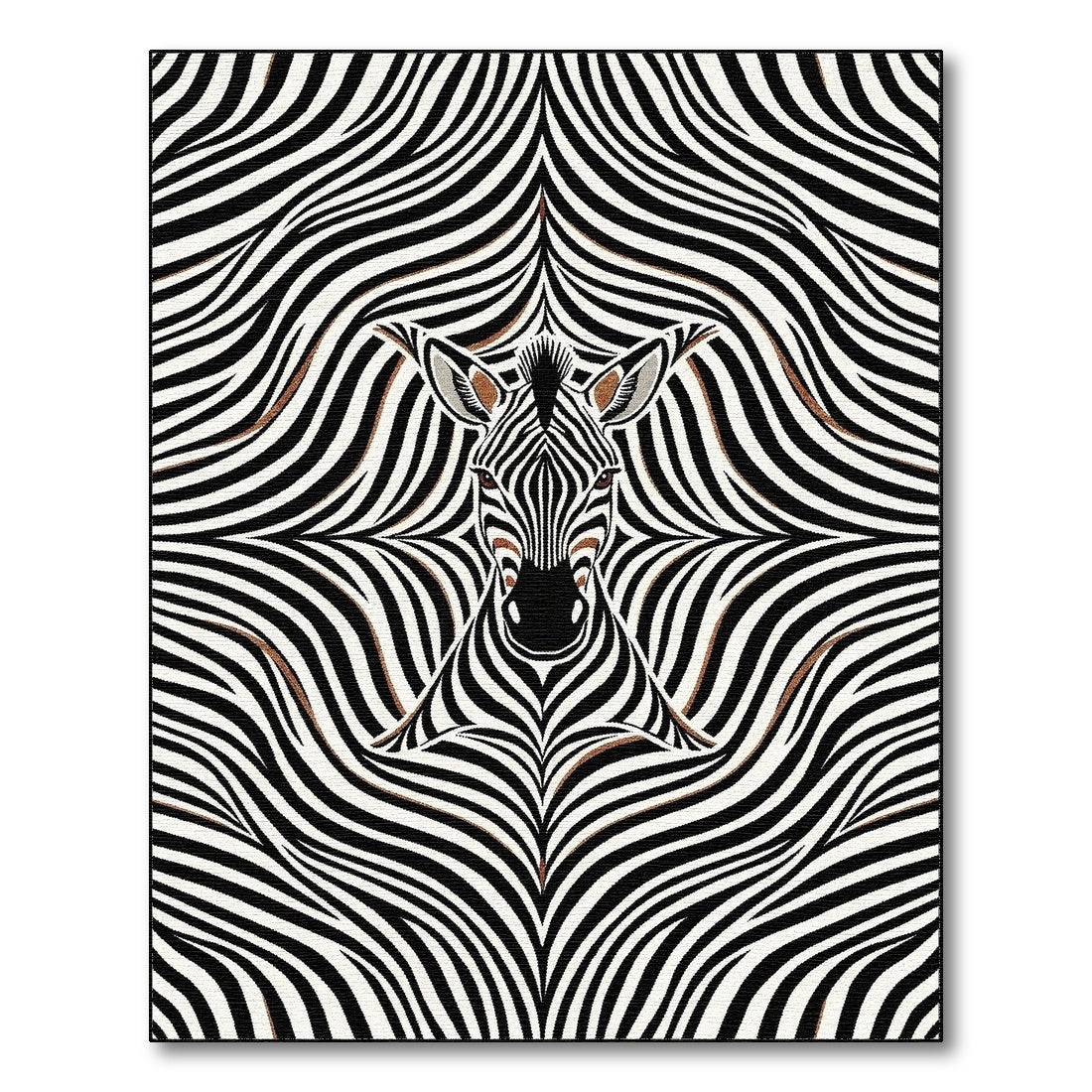 Zebra Face Black White Geometric Area Rug