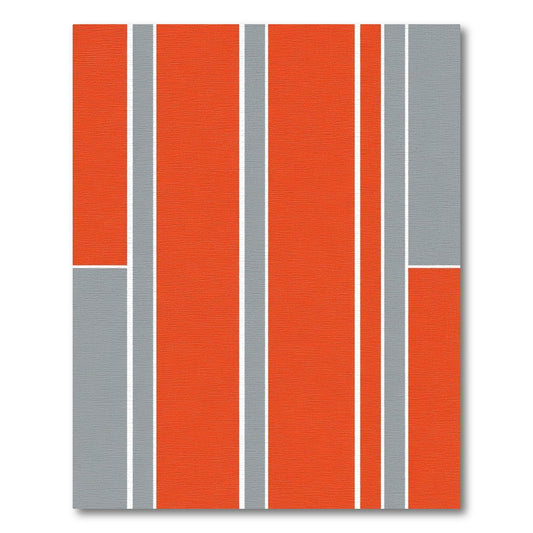 Orange Gray Vertical Stripe Rug