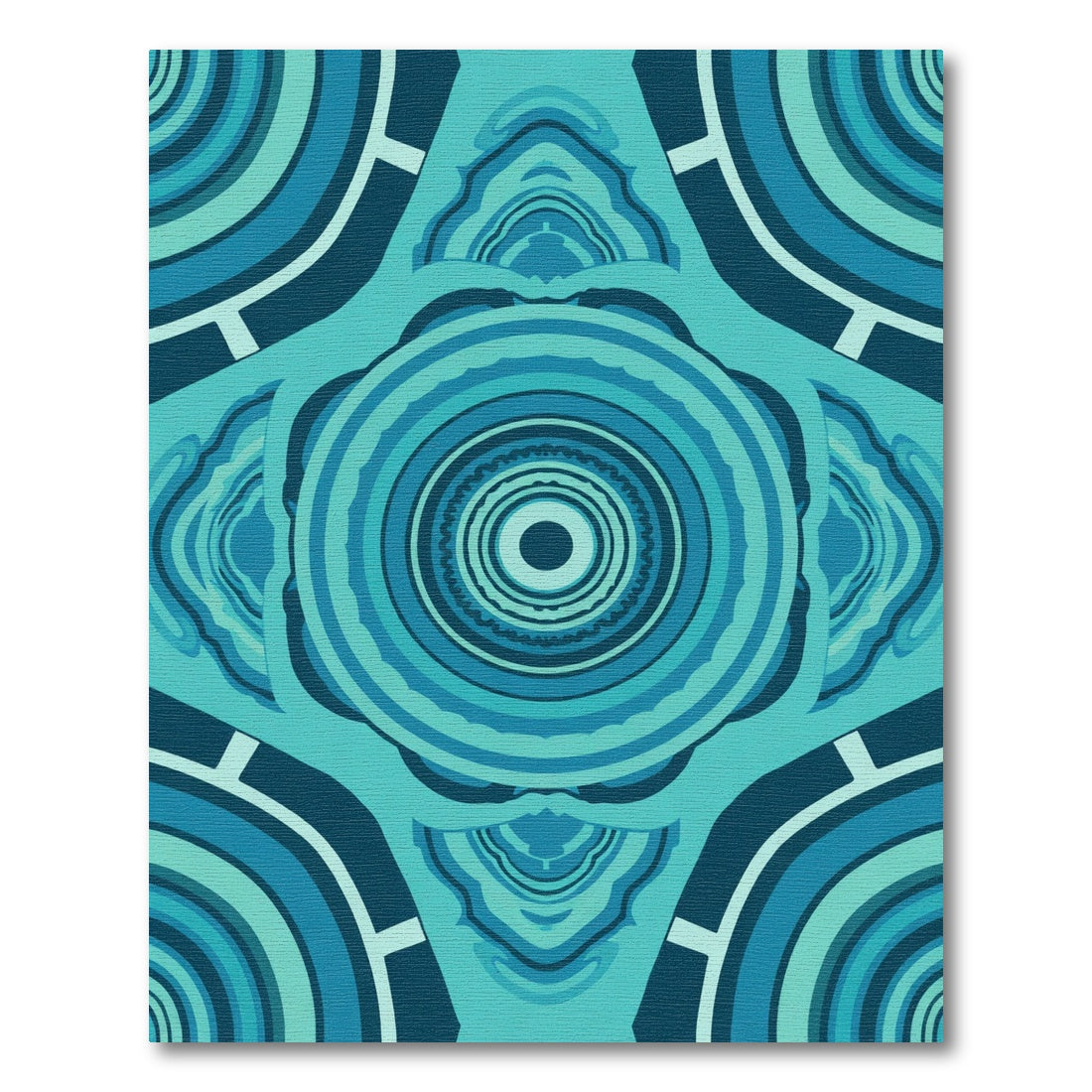 Teal Blue Concentric Circles Abstract Rug