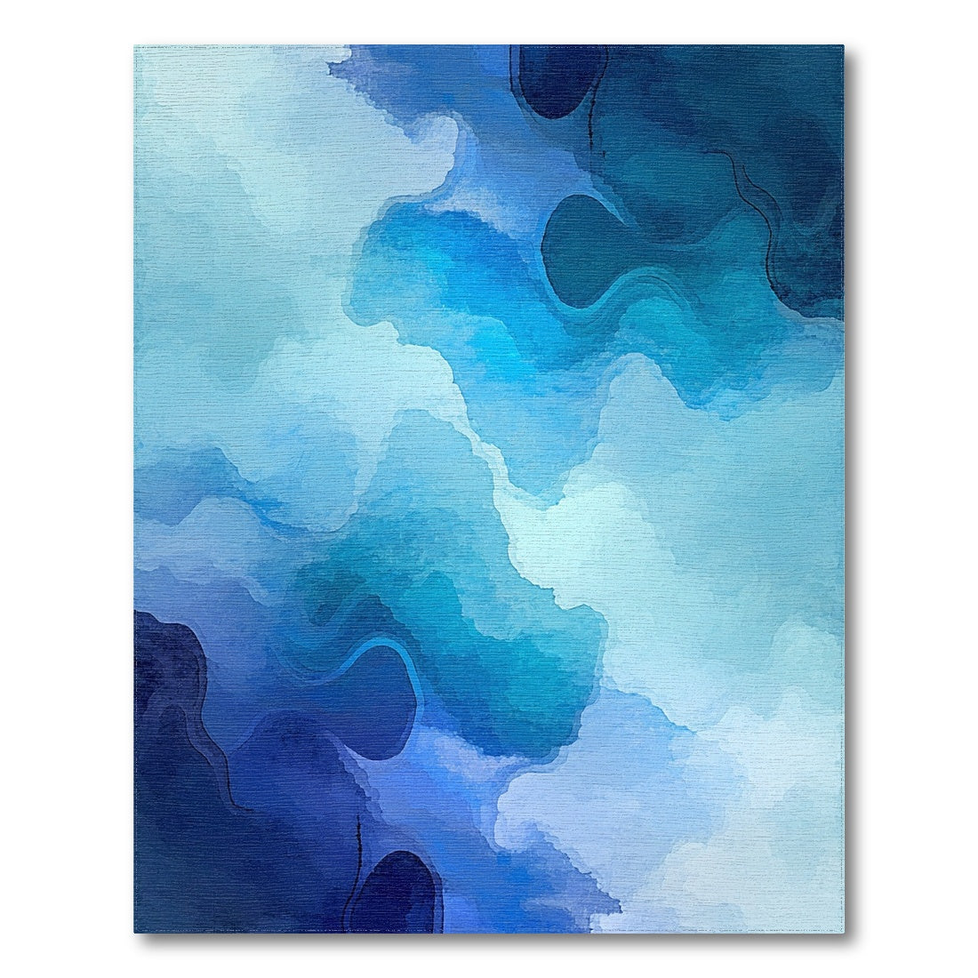 Watercolor Blue Wave Abstract Rug