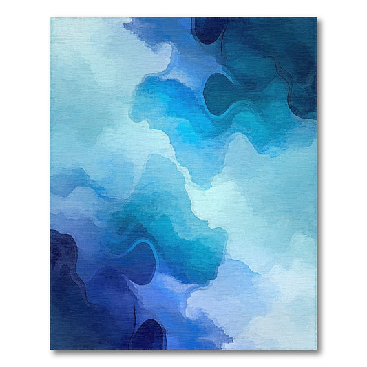 Watercolor Blue Wave Abstract Rug