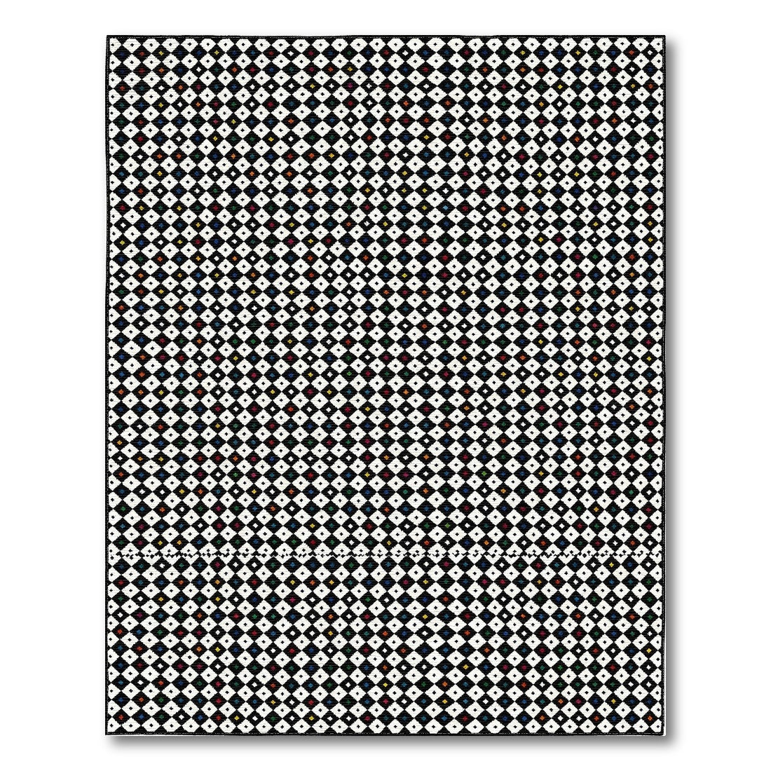 Multi-Color Geometric Black White Area Rug