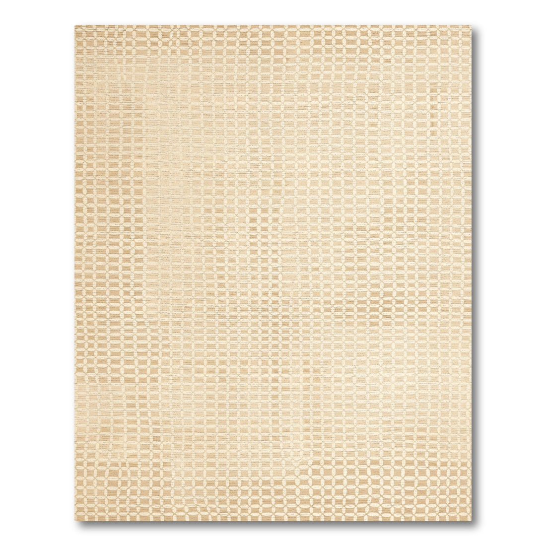 Golden Beige Geometric Interlocking Circles Rug