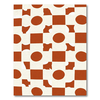 Terracotta and Cream Checkered Circles Rug