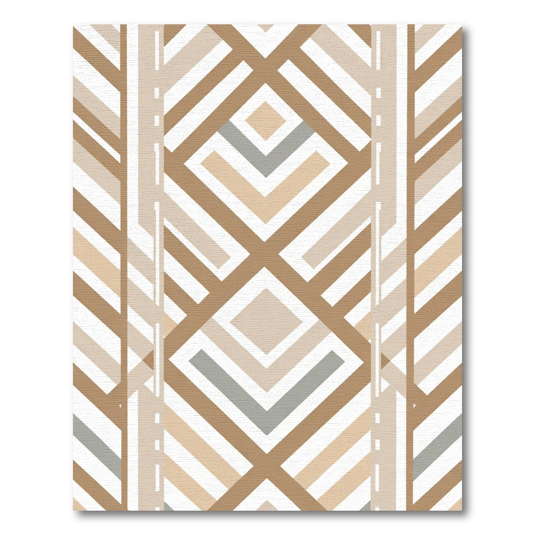 Neutral Geometric Diamond Stripe Rug