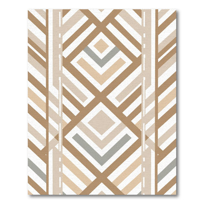 Neutral Geometric Diamond Stripe Rug