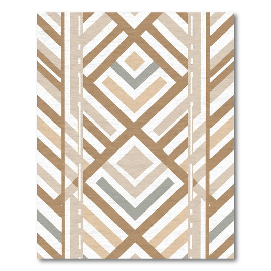 Neutral Geometric Diamond Stripe Rug