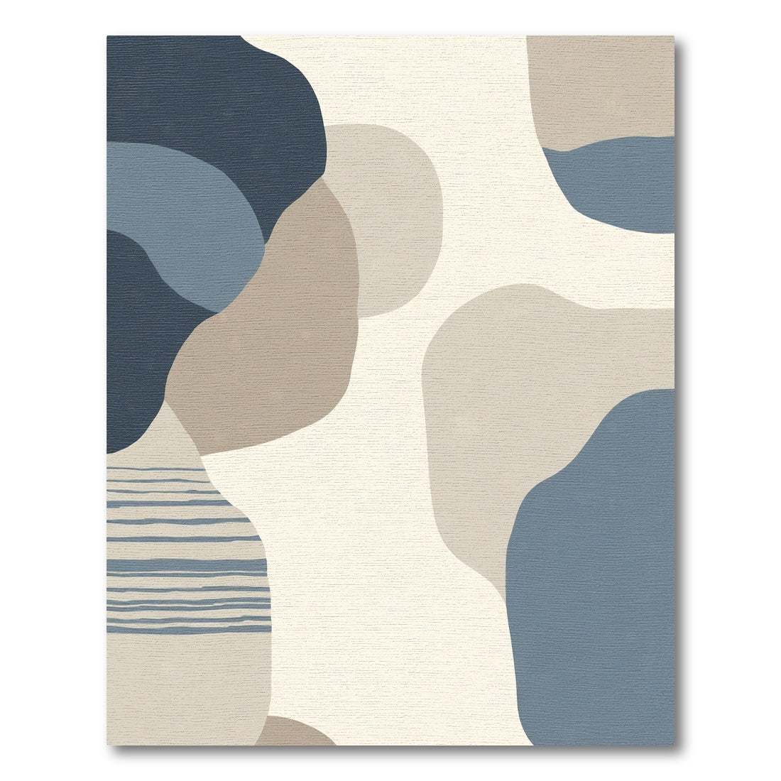 Abstract Terracotta Blue Organic Shapes Rug
