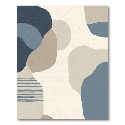 Abstract Terracotta Blue Organic Shapes Rug