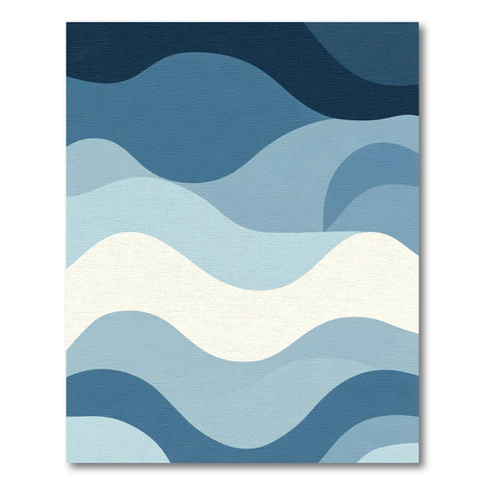 Deep Blue Layered Wave Abstract Rug