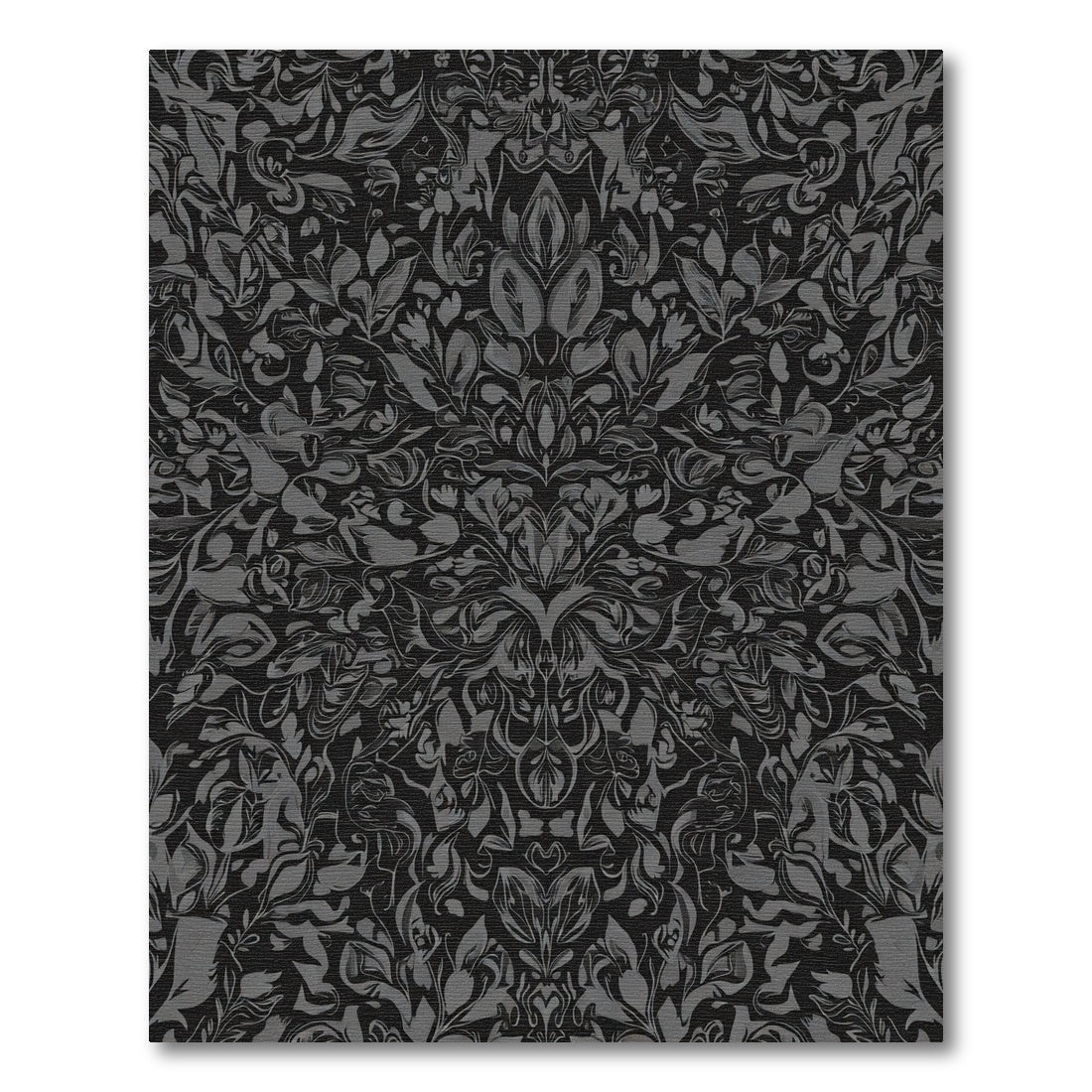 Dark Charcoal Vintage Floral Damask Rug