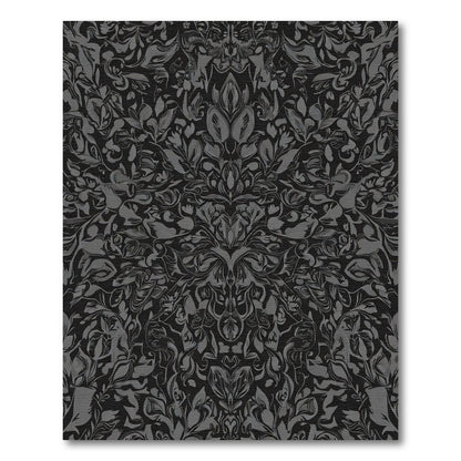 Dark Charcoal Vintage Floral Damask Rug