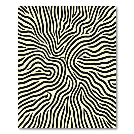 Organic Black White Zebra Lines Rug