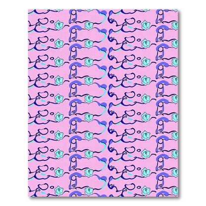 Pink Abstract Swirls Aquamarine Stars Rug