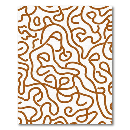 Warm Brown Organic Line Art Rug
