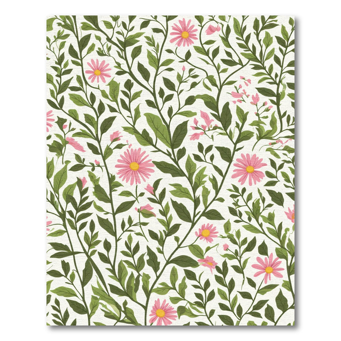 Delicate Pink Daisy Garden Vines Rug