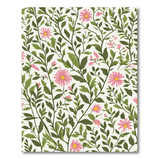 Delicate Pink Daisy Garden Vines Rug