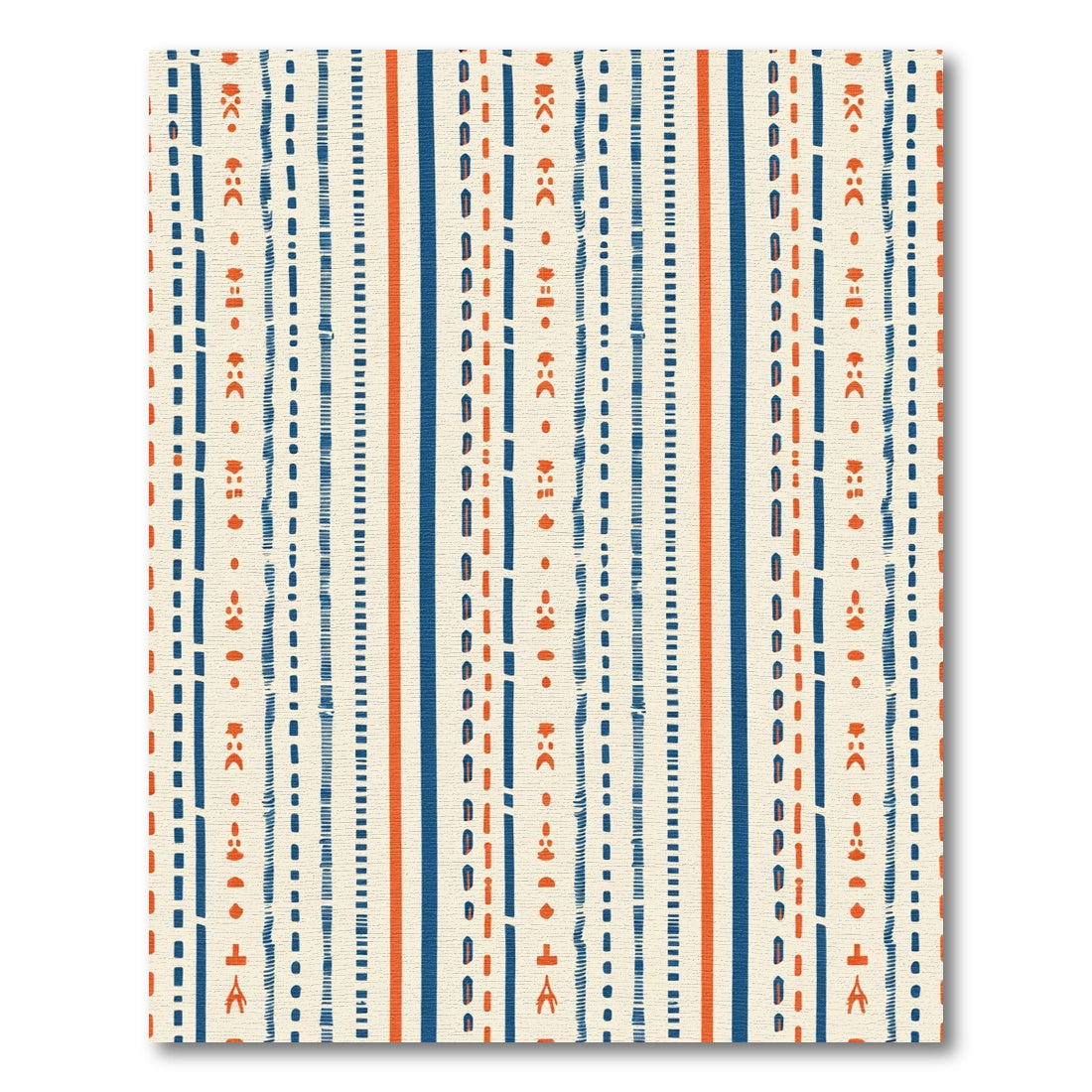 Tribal Blue Orange Stripe Composition Rug