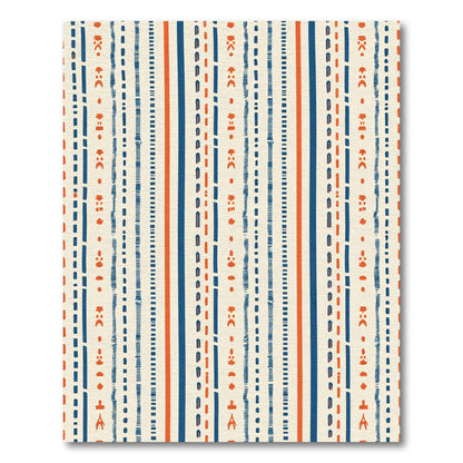 Tribal Blue Orange Stripe Composition Rug