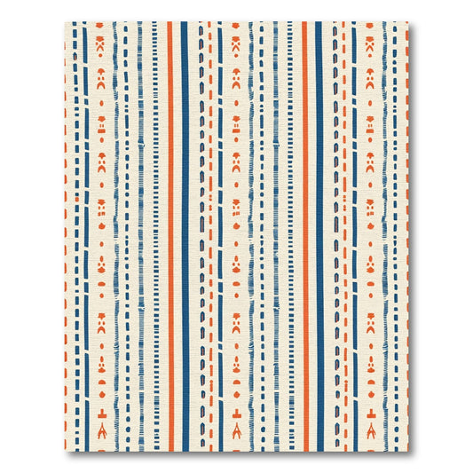 Tribal Blue Orange Stripe Composition Rug