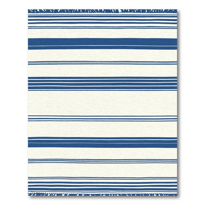 Classic Blue White Horizontal Stripe Rug