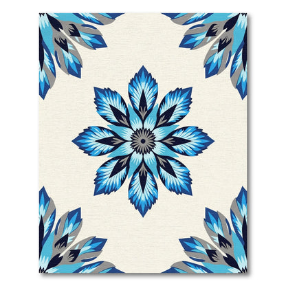 Azure Blue Medallion Repeating Floral Rug