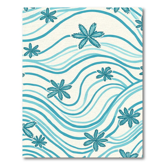 Ocean Blue Starfish Wave Rug