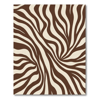 Brown Cream Zebra Stripe Swirl Rug