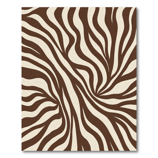 Brown Cream Zebra Stripe Swirl Rug