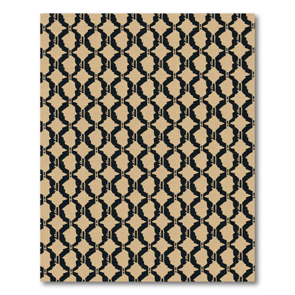 Tan Black Geometric Interlocking Chain Rug