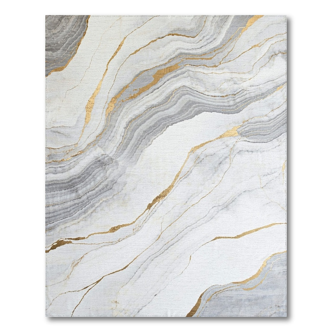 Gray Gold Veined Marble Rug