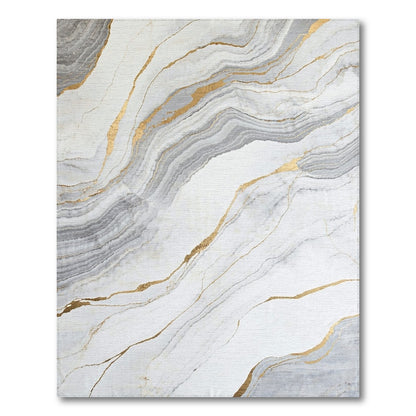 Gray Gold Veined Marble Rug