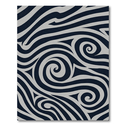 Dark Blue Swirling Lines Abstract Rug