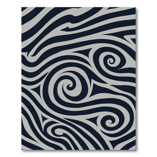 Dark Blue Swirling Lines Abstract Rug