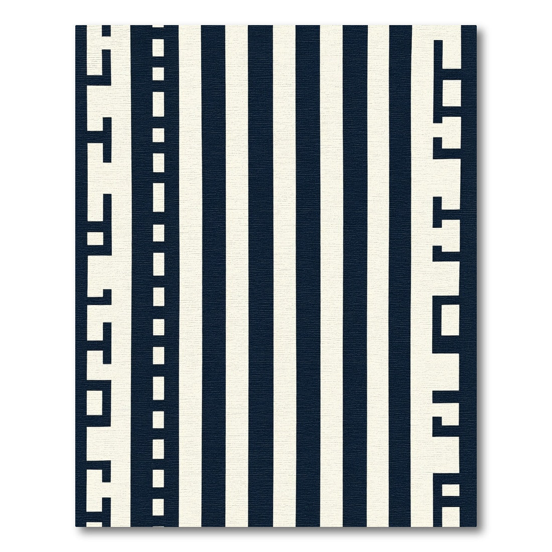 Dark Blue Ivory Bold Stripe Border Rug
