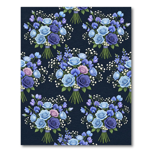 Blue Violet Rose Bouquet Medley Rug