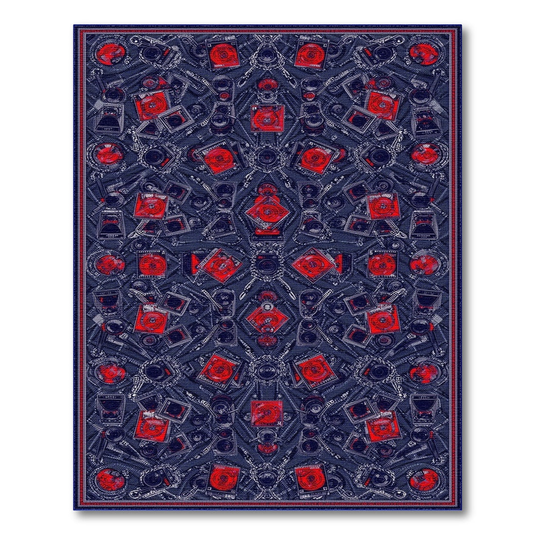 Red Camera Motif Area Rug